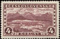(1928-002) Марка Чехословакия "Татры (Темно-фиолетовая)"    Ланшафты III Θ