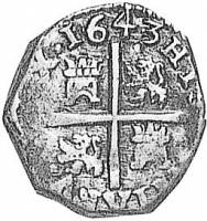 (№1643km123) Монета Испания 1643 год 2 Reales (Madrd МД - Б,ИБ)