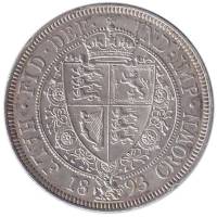 (1893) Монета Великобритания 1893 год 1/2 кроны "Королева Виктория"  Серебро Ag 925  XF