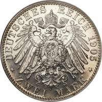 () Монета Германия (Империя) 1905 год 2  ""   Биметалл (Серебро - Ниобиум)  UNC