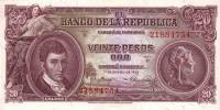 (№1953P-401a) Банкнота Колумбия 1953 год "20 Pesos Oro"