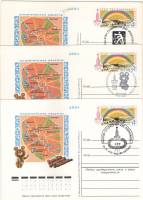 1978-060 Почтовая карточка СССР XXII Летняя олимпиада Москва 1980 Карта  3 шт ,  Разн виды гашения