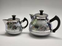Чайники заварочные 2 штуки СССР никелированный алюминий карболит русские мотивы