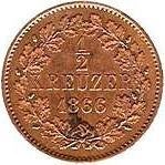 (№1859km241) Монета Германия (Германская Империя) 1859 год frac12; Kreuzer
