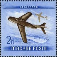 (1954-036) Марка Венгрия "МиГ-15"    День авиации III Θ