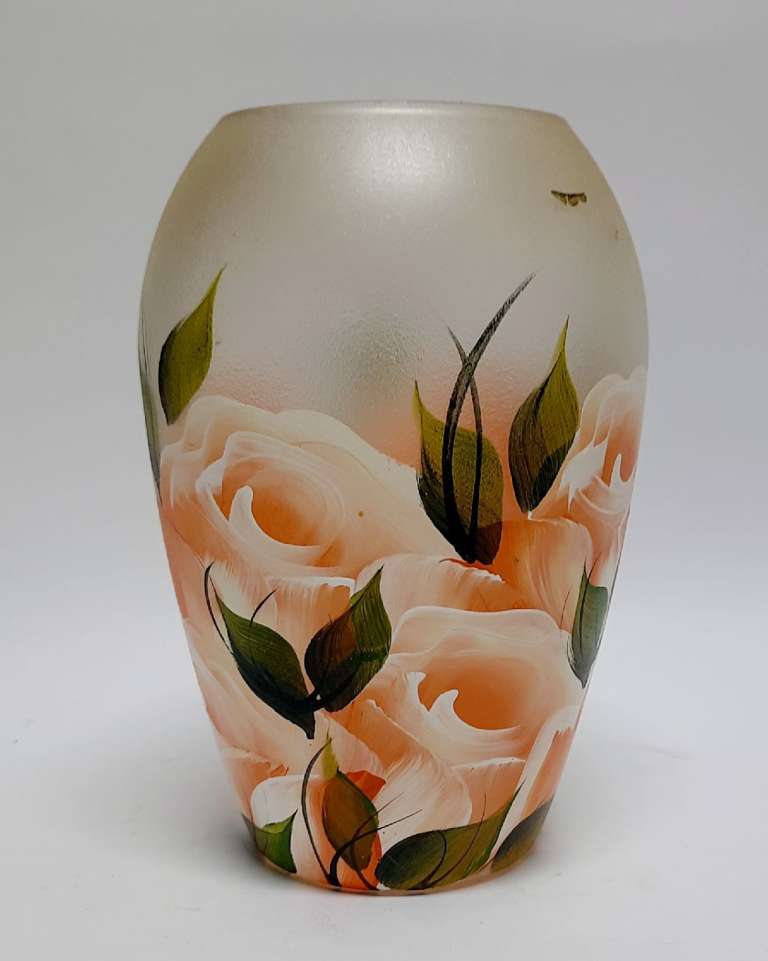 Ваза, стекло, ручная роспись (сост. на фото)