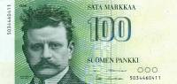 (1986) Банкнота Финляндия 1986 год 100 марок "Ян Сибелиус" Alenius - Hamalainen  UNC