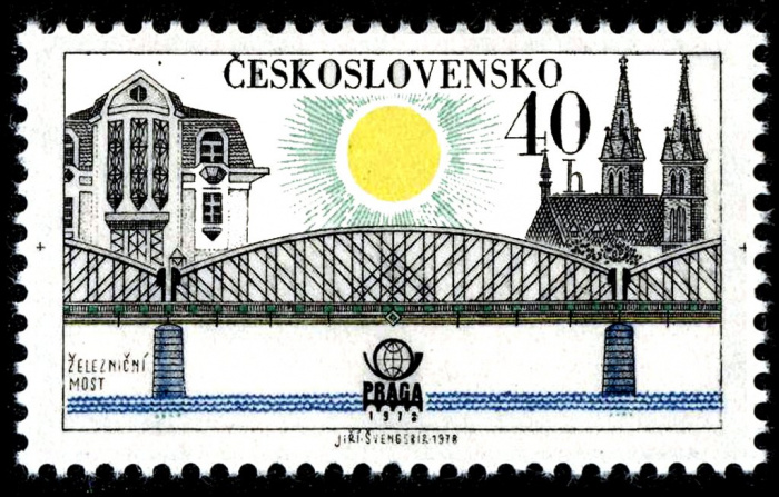 (1978-026) Марка Чехословакия &quot;Железнодорожный мост&quot; ,  III Θ