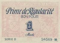 (№1947) Банкнота Саар 1947 год "1 Mark"