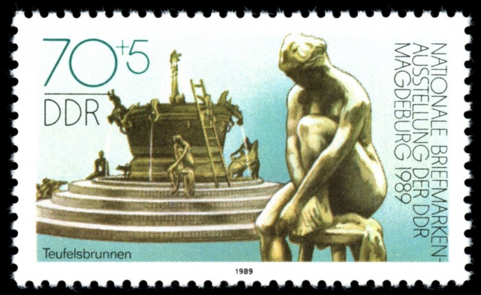 (1989-055) Марка Германия (ГДР) &quot;Дьявольский фонтан&quot;    Выставка марок, Магдебург II Θ
