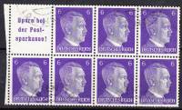 (№1941-120) Лист марок Немецкий Рейх 1941 год "Канцлер Адольф Гитлер 18891945", Гашеный