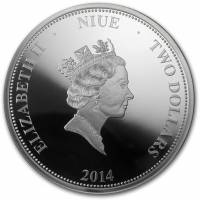 () Монета Остров Ниуэ 2014 год 2  ""   Биметалл (Серебро - Ниобиум)  AU