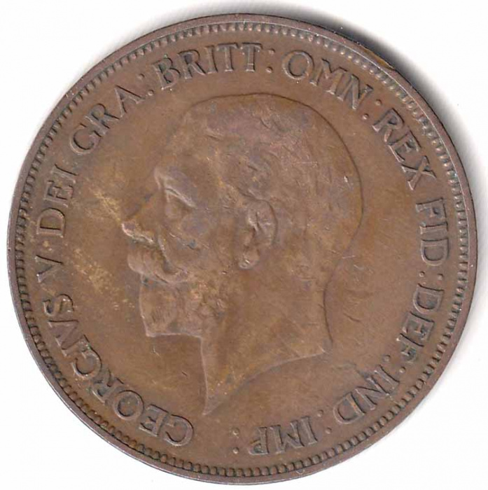 (1935) Монета Великобритания 1935 год 1 пенни &quot;Георг V&quot;  Бронза  VF