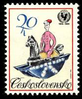 (1986-023) Марка Чехословакия "Качели"    40-летие Всемирной детской помощи Организации Объединенных