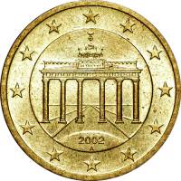 (2002) Монета Германия (ФРГ) 2002 год 50 центов  1. Старая карта ЕС. Двор A Северное золото  UNC
