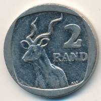() Монета ЮАР (Южная Африка) 2009 год 2  ""   Медь, покрытая Некелем  UNC