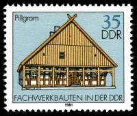 (1981-061) Марка Германия (ГДР) "Левингхуус, Пильграм"    Деревянные дома II Θ