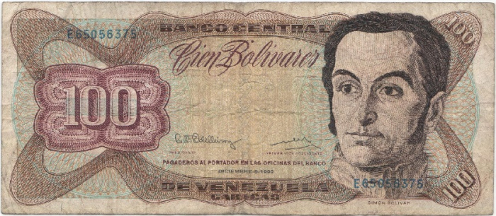 (1992) Банкнота Венесуэла 1992 год 100 боливаров &quot;Симон Боливар&quot;   F