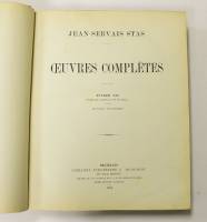 Книга Собрание сочинений. Том 3 (на франц. яз.) 1884 Жан Серве Стас Брюссель Твёрдая обл. 500 с. С ч