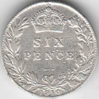() Монета Великобритания 1910 год   ""   Серебро (Ag)  VF