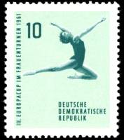 (1961-024) Марка Германия (ГДР) "Вольные упражнения"    Гимнастика II Θ
