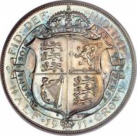 (1911) Монета Великобритания 1911 год 1/2 кроны "Георг V"  Серебро Ag 925  UNC