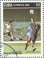 (1982-071) Марка Куба "Футбол (4)"    ЧМ по футболу 1982 Испания III Θ