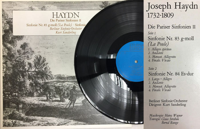Пластинка виниловая &quot;J. Haydn. Simfonie № 83, 84&quot; ETERNA 300 мм. (Сост. отл.)