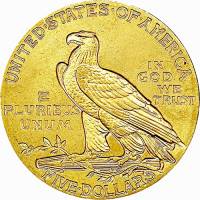 (1929) Монета США 1929 год 5 долларов   Золото Au 900  XF