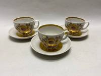 Набор 3 чайные пары Красный фарфорист Грузино СССР