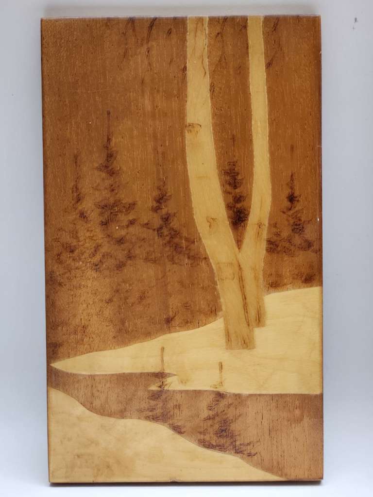 Панно 2 шт маркетри лак фанера СССР шпон ценных пород дерева 28 х 22 см и 24 х 14 см