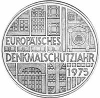 () Монета Германия (ФРГ) 1975 год 5  ""   Биметалл (Серебро - Ниобиум)  UNC