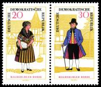 (1966-068) Лист (2 м) Германия (ГДР) "Берде"    Национальные костюмы III Θ
