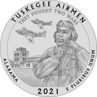 056p Монета США 2021 год 25 центов Пилоты из Таскиги  Медь-Никель  UNC