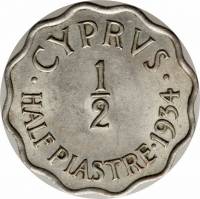 (№1934km20) Монета Кипр 1934 год frac12; Piastre
