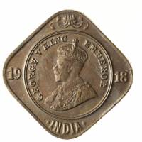 (№1918km516) Монета Индия 1918 год 2 Annas