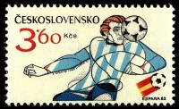 (1982-003) Марка Чехословакия "Мяч на голове"    ЧМ по футболу 1982 Испания II Θ