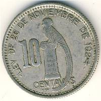(№1925km239.1) Монета Гватемала 1925 год 10 Centavos