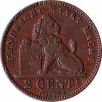 (№1910km65) Монета Бельгия 1910 год 2 Centimes (Фламандские легенды)