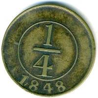 (№1844km2) Монета Доминиканская Республика 1844 год frac14; Real