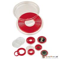 Капсула для монет из прозрачного пластика круглая L2230P с вкладышем меняющегося размера. Lindner