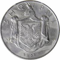  Монета Албания 1930 год 12     Никель  UNC