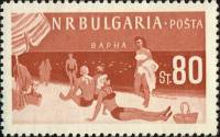 (1958-004) Марка Болгария "Пляж в Варне"   Курорты Болгарии (1) II Θ