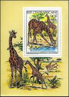 (№1982-166) Блок марок Центрально-Африканская Республика 1982 год "Жираф Giraffa жирафа", Гашеный