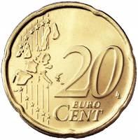 (2005) Монета Греция 2005 год 20 центов "Иоанн Каподистрия" 1. Старая карта ЕС Латунь  UNC