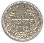 () Монета Либерия 1896 год 10  ""   Биметалл (Серебро - Ниобиум)  UNC