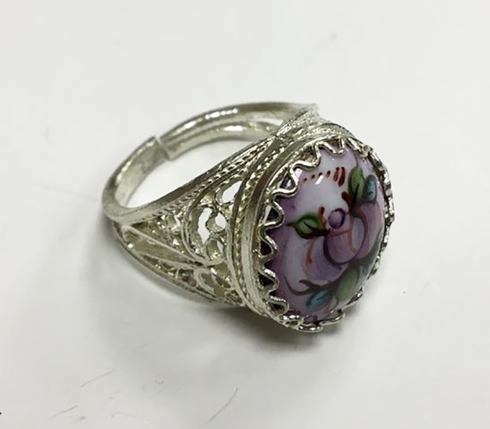 Перстень &quot;Финифть&quot;, серебрение (сост. на фото)