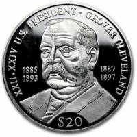 (№2000km889) Монета Либерия 2000 год 20 Dollars (22-й и 24-й президент Гровер Кливленд)