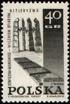 (1967-020) Марка Польша &quot;Мемориал Освенцим-Моновиц&quot;   Памятники жертвам Второй Мировой войны №1 II Θ