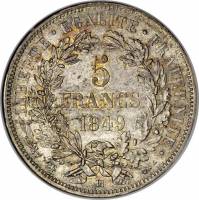 () Монета Франция 1849 год 5  ""   Биметалл (Серебро - Ниобиум)  AU